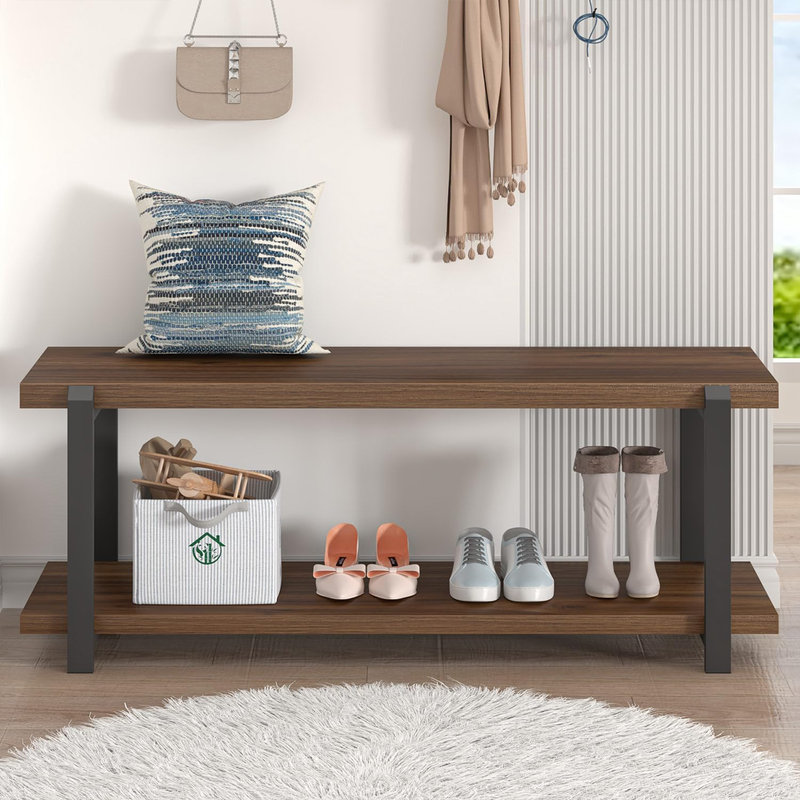 Entryway Bench Shoe Bench for Living Room Indoor Shoe Storage Bench Seat Easy Assembly 47 inch 17 Stories